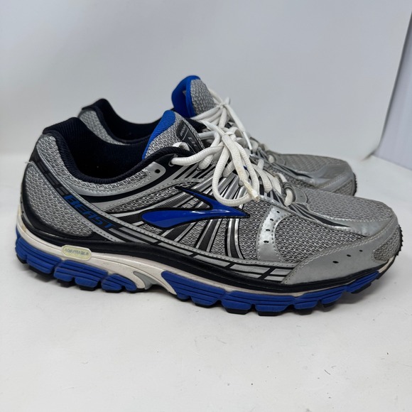 Brooks Beast 12 Mens Running Shoes Silver Blue Black Size 11.5 4E Wide